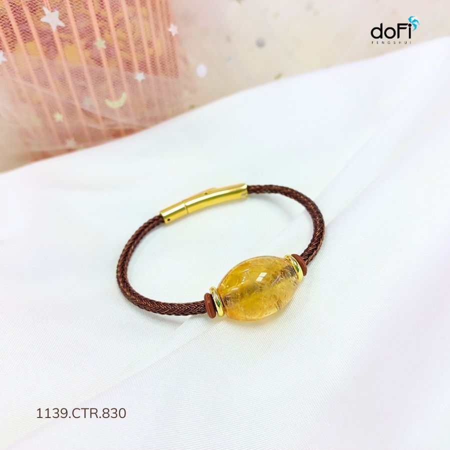  Vòng Lu Thống Hạt Gạo Đá Citrine (Thạch Anh Vàng) 