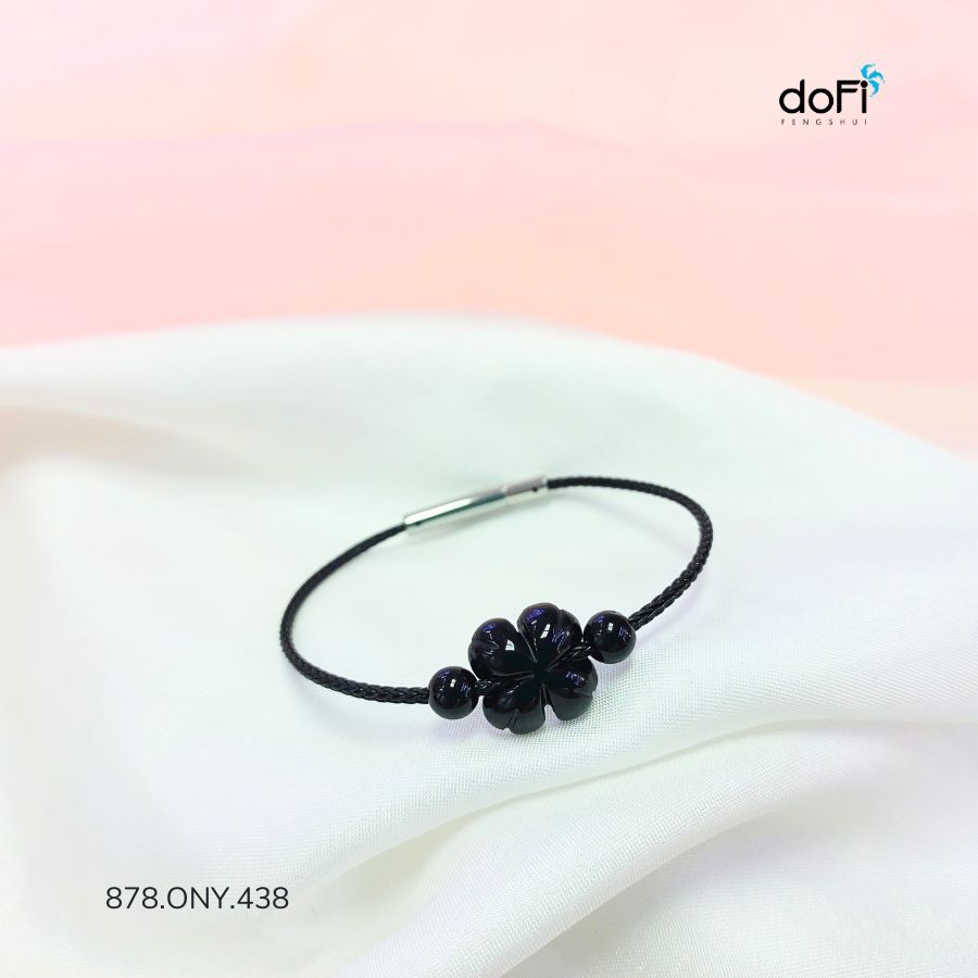  Vòng Tay Cỏ 4 Lá Đá Đen Onyx 