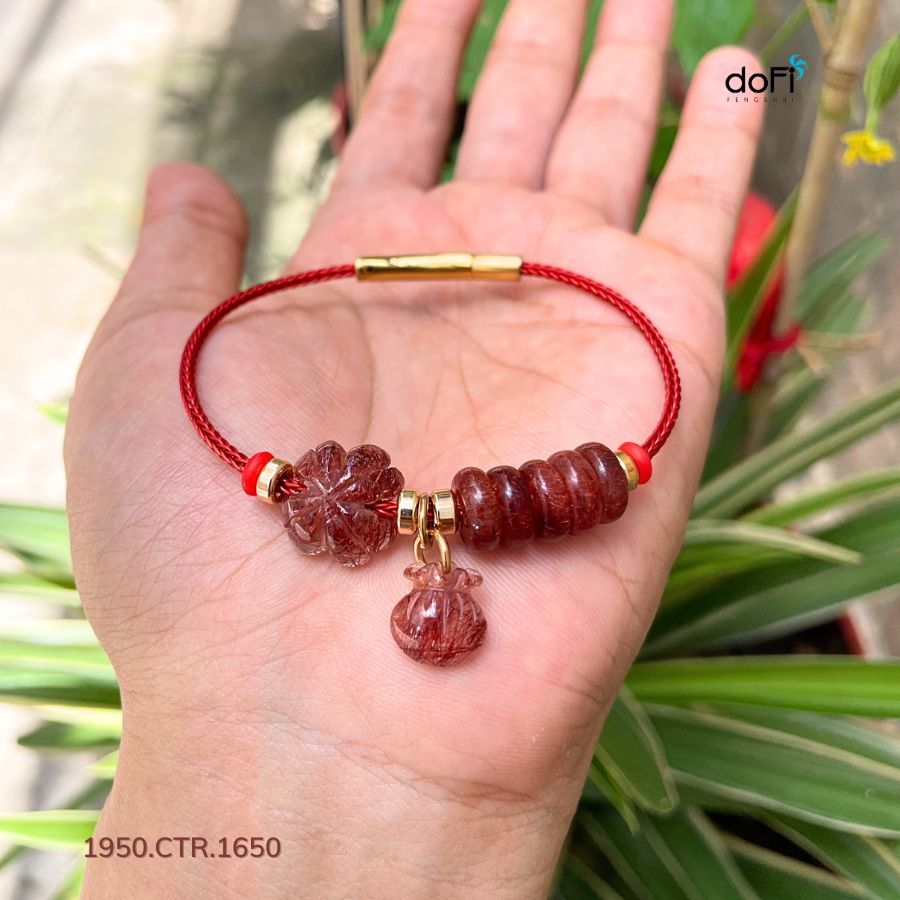 Bộ 3 Món Phối Trên Vòng: Cỏ 4 Lá, Túi Tiền, Đồng Điếu Thạch Anh Tóc Đỏ