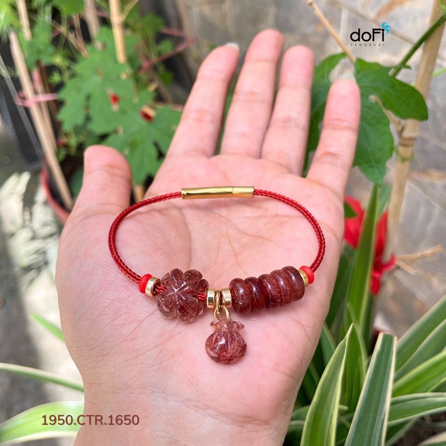 Bộ 3 Món Phối Trên Vòng: Cỏ 4 Lá, Túi Tiền, Đồng Điếu Thạch Anh Tóc Đỏ