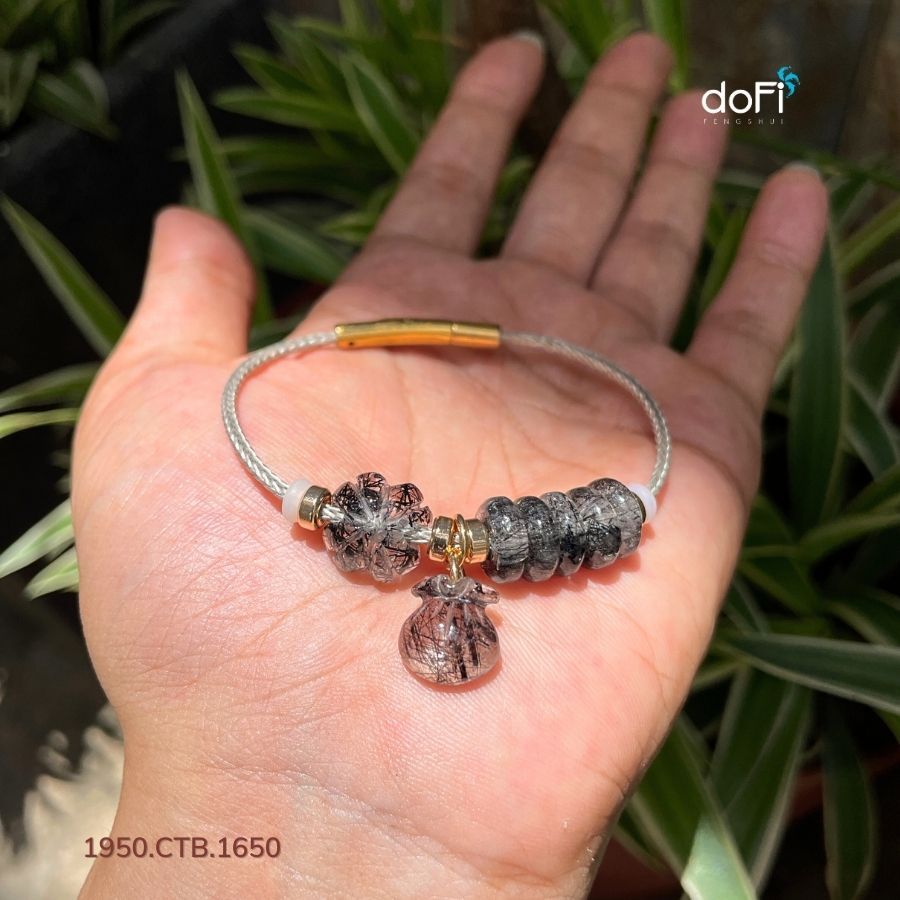 Bộ 3 Món Phối Trên Vòng: Cỏ 4 Lá, Túi Tiền, Đồng Điếu Thạch Anh Tóc Đen