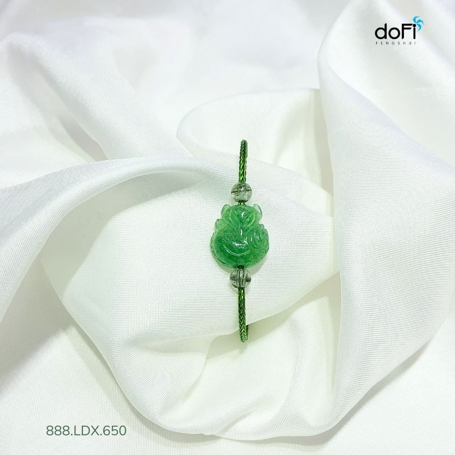 Vòng Tay Hồ Ly Xuyên Cáp - Thạch Anh Dâu Xanh