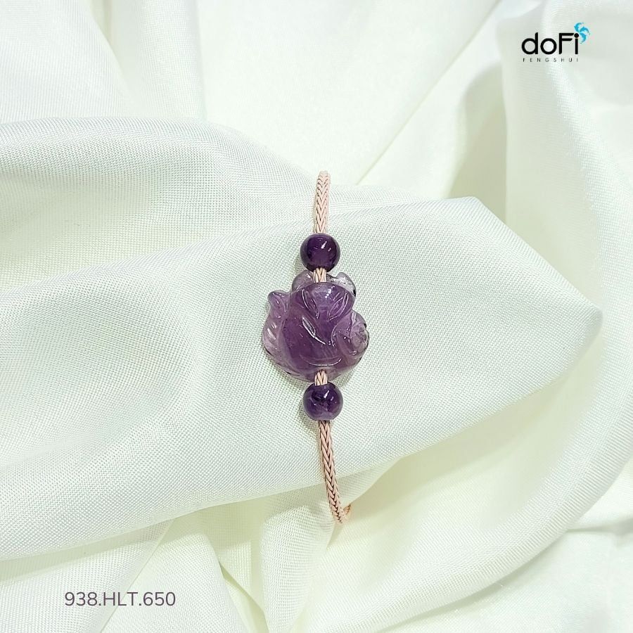 Vòng Tay Hồ Ly Xuyên Cáp - Thạch Anh Tím
