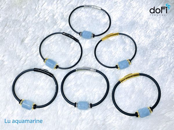  VÒNG LU THỐNG VUÔNG NGẮN CÓ KHÓA - ĐÁ AQUAMARINE 