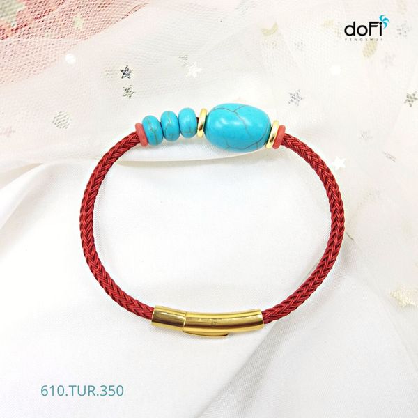  Vòng Tay Lu Thống Phối Tam Tài - Đá Turquoise (Lớn) 