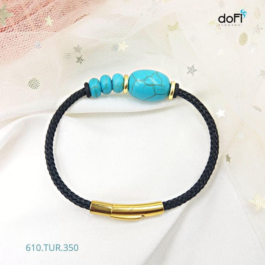  Vòng Tay Lu Thống Phối Tam Tài - Đá Turquoise (Lớn) 