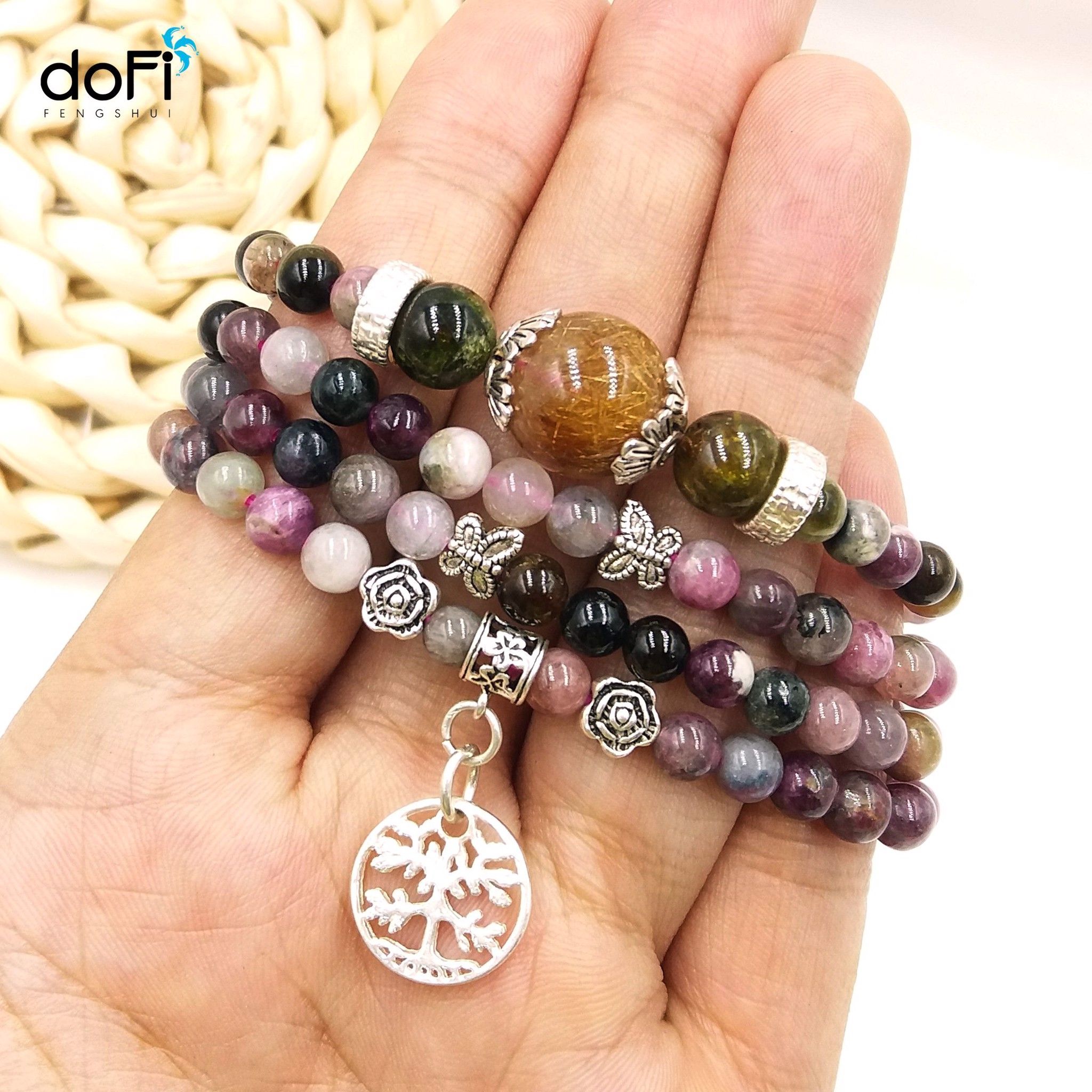  TRÀNG HẠT ĐÁ TOURMALINE PHỐI CHARM BẠC 