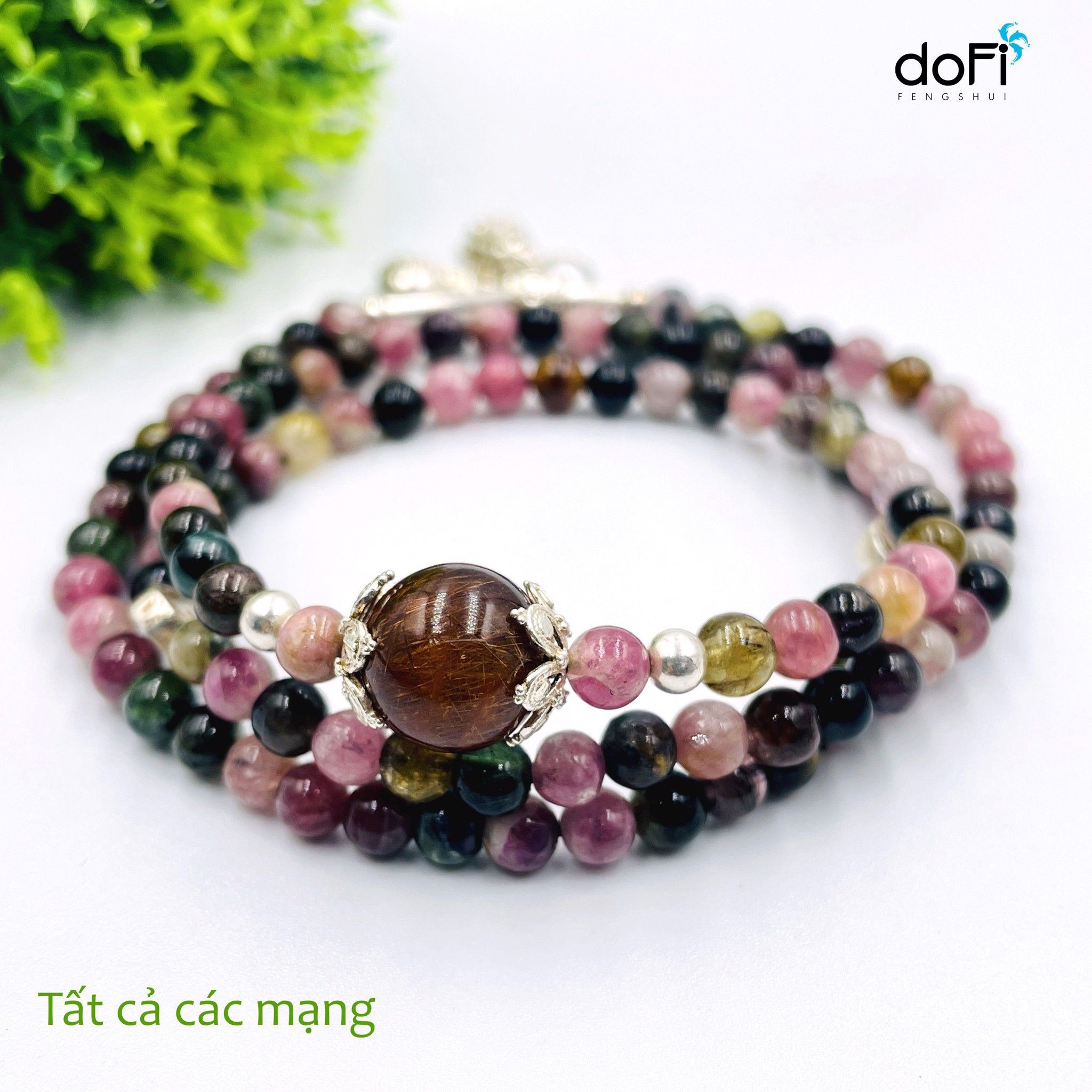  TRÀNG HẠT ĐÁ TOURMALINE PHỐI CHARM TỲ HƯU BẠC 