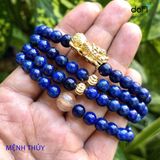  TRÀNG HẠT LAPIS LAZULI + ĐÁ THẠCH ANH TÓC VÀNG PHỐI TỲ HƯU 