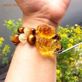  VÒNG ĐÁ MẮT HỔ VÀNG + TÓC VÀNG PHỐI TỲ HƯU TOPAZ VÀNG 