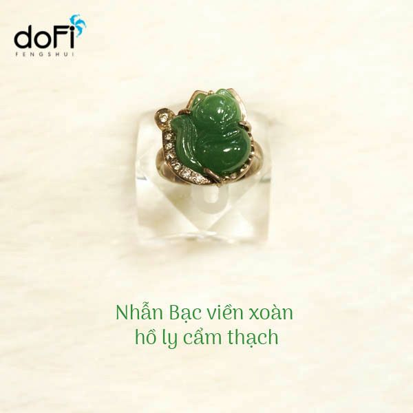 Nhẫn bạc viền xoàn Hồ Ly Cẩm Thạch - Nhan bac phong thuy