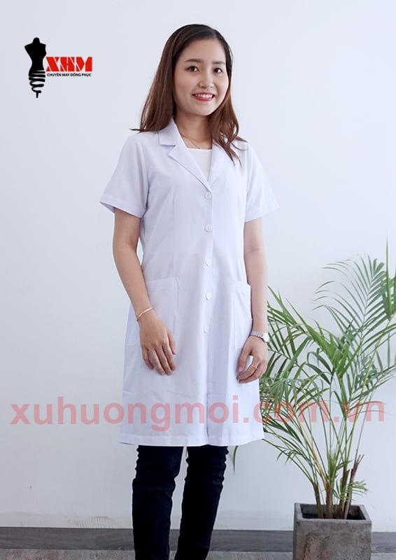 Áo Blouse Bác Sĩ Nữ Tay Ngắn