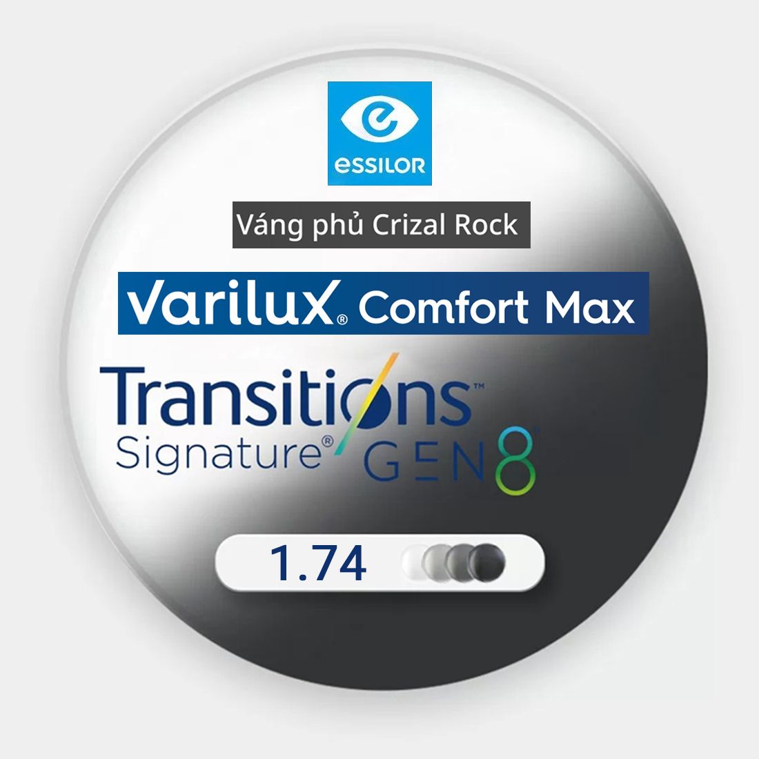 Tròng Đánh Essilor Varilux Comfort Max Váng Phủ Crizal Rock (Đặt Lab Nước Ngoài)