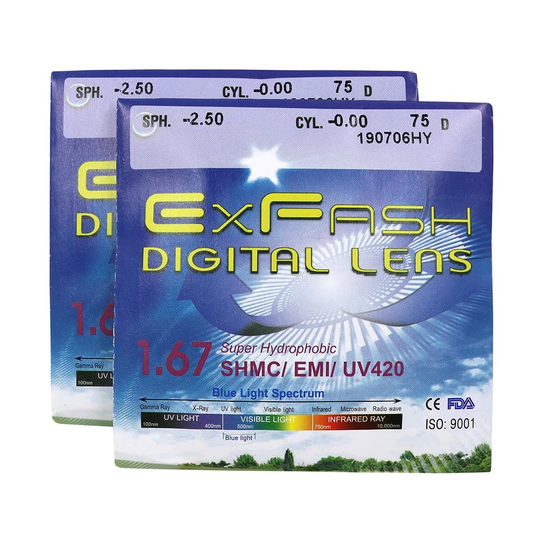 Tròng kính chính hãng Exfash Digitial Lens 1.67 SHMC UV 420 Blueray