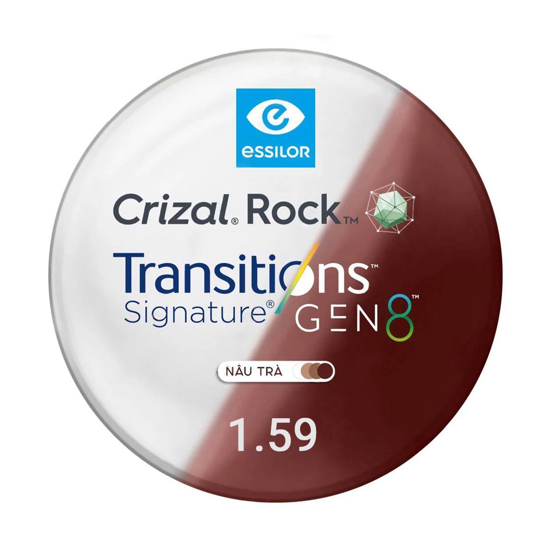 Tròng Đơn Essilor đánh váng Crizal Rock - Đủ Chiết Suất & Công Nghệ