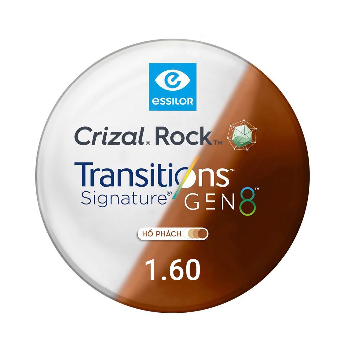 Tròng Đơn Essilor đánh váng Crizal Rock - Đủ Chiết Suất & Công Nghệ