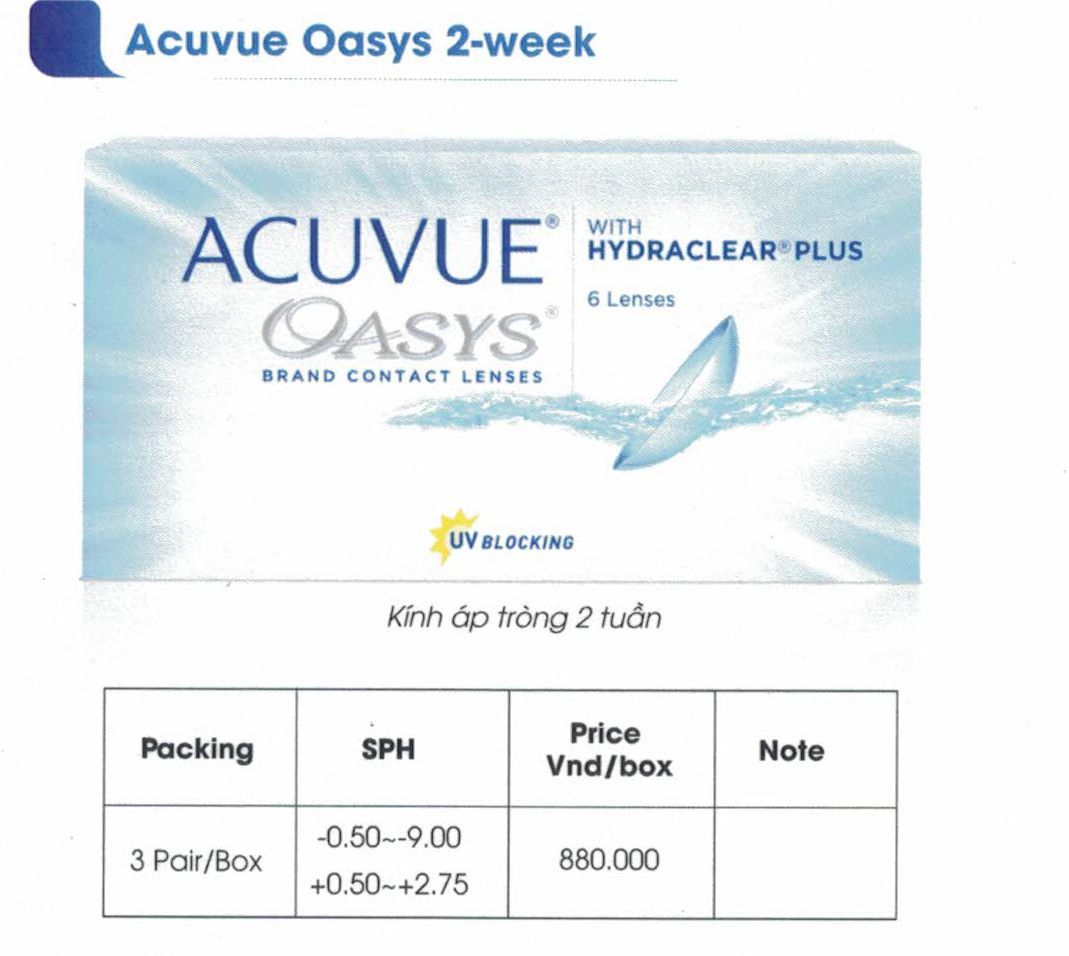 Kính áp tròng ACUVUE Oasys