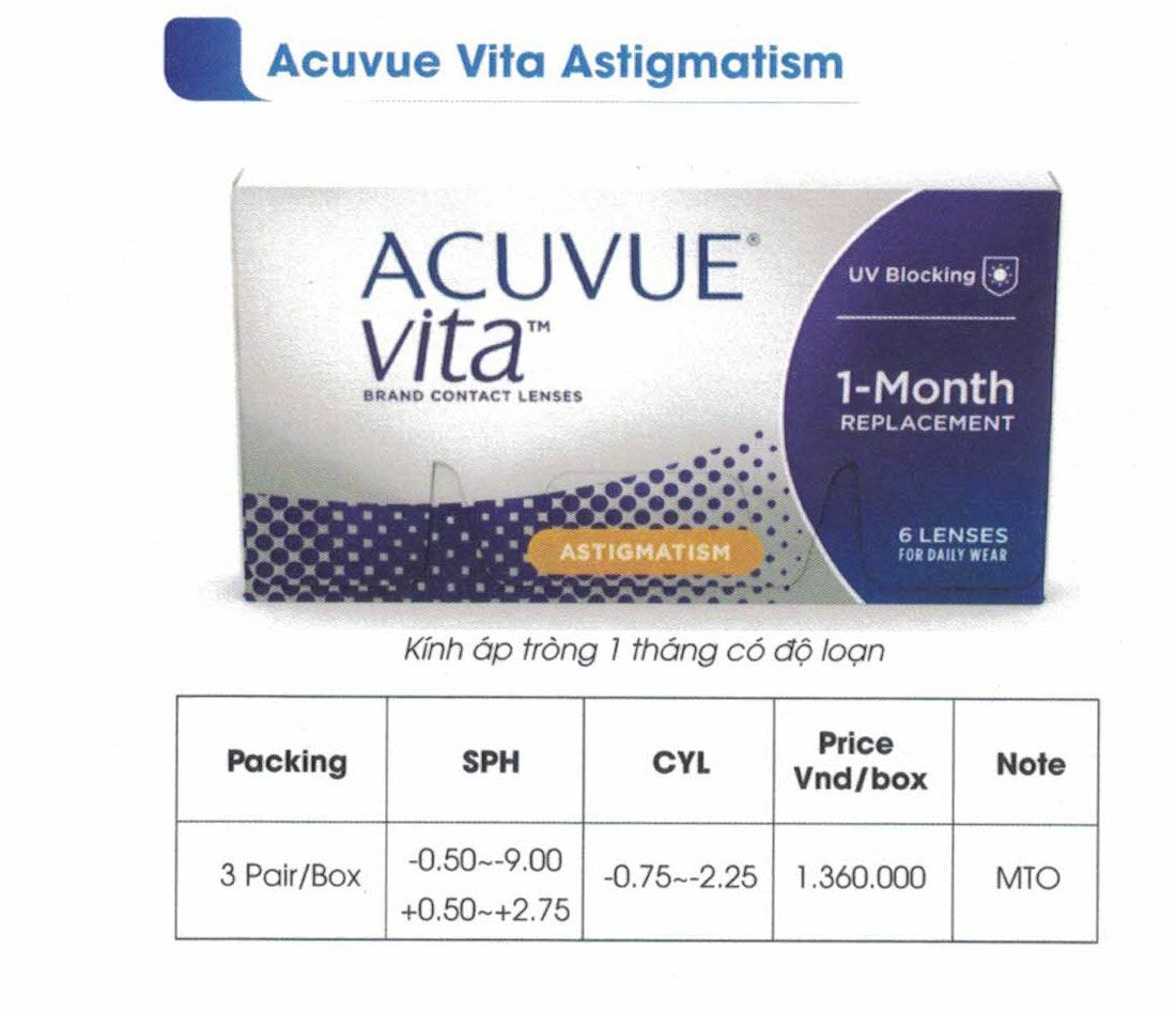  Kính áp tròng ACUVUE Vita Astigmatism 