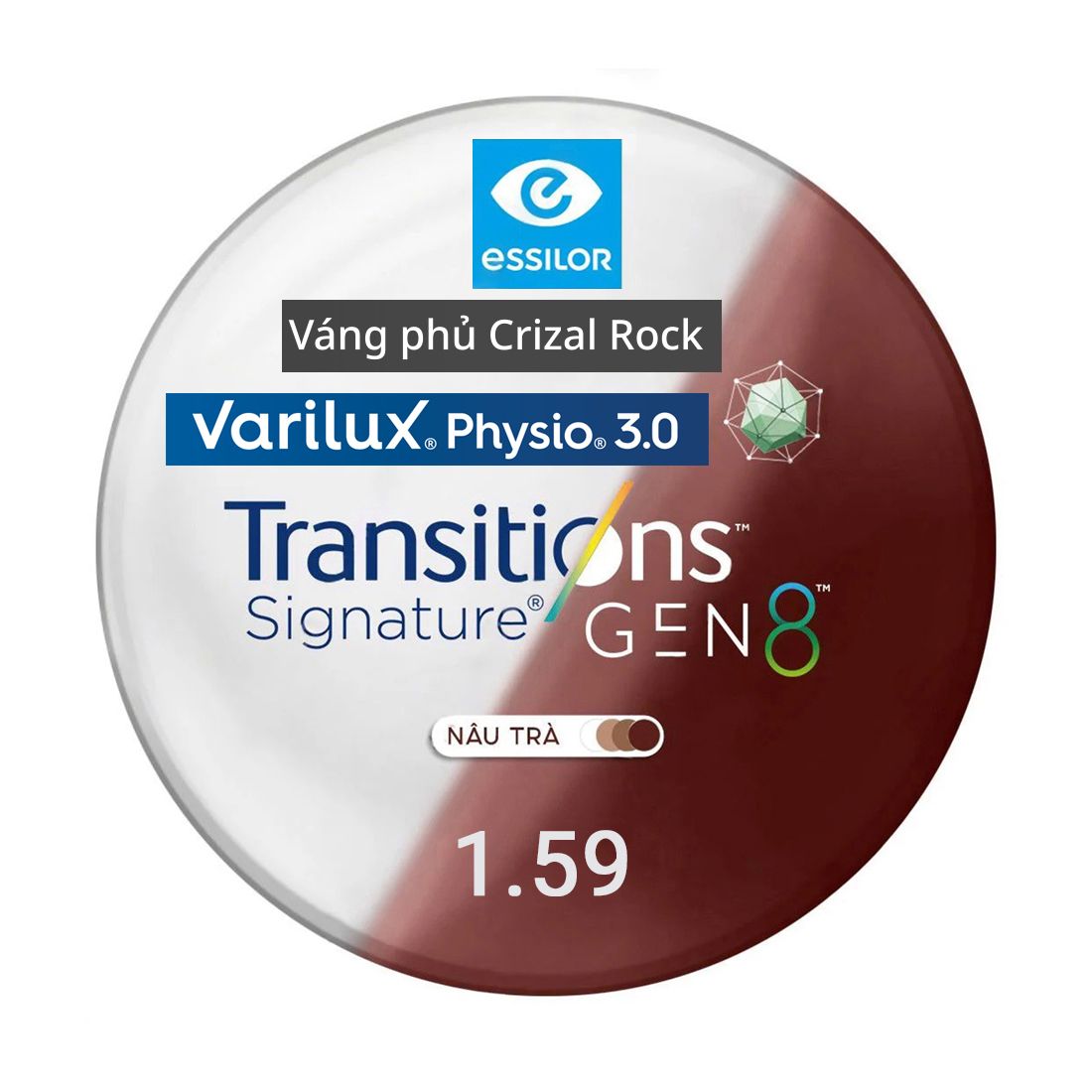Tròng đánh Essilor Varilux Physio 3.0 đặt Lab nước ngoài váng phủ Crizal Rock