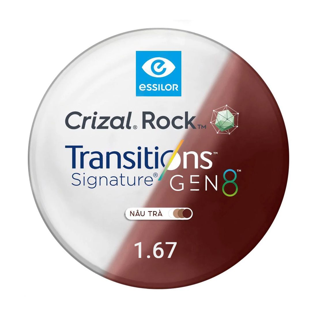 Tròng Đơn Essilor đánh váng Crizal Rock - Đủ Chiết Suất & Công Nghệ