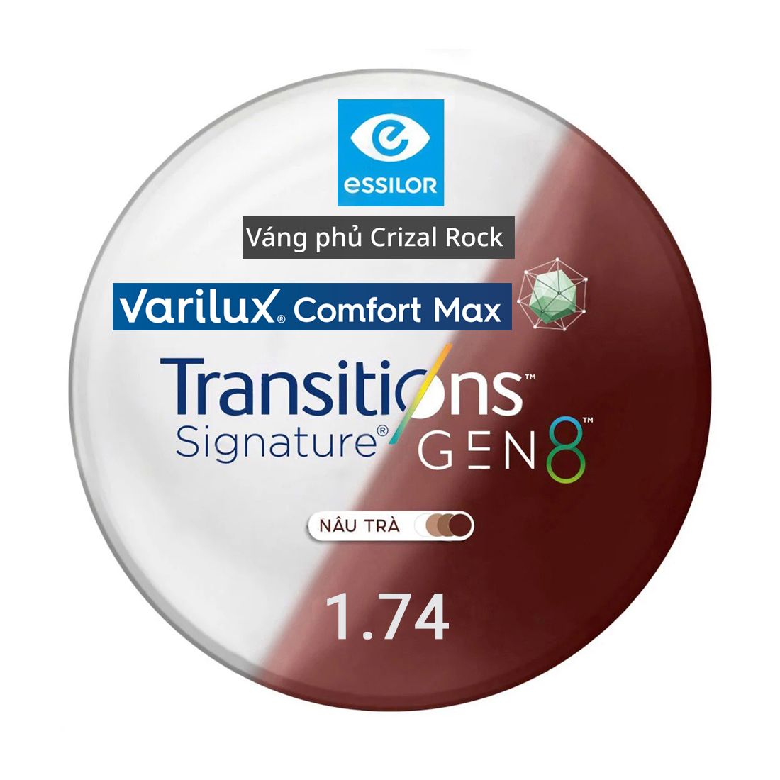 Tròng Đánh Essilor Varilux Comfort Max Váng Phủ Crizal Rock (Đặt Lab Nước Ngoài)