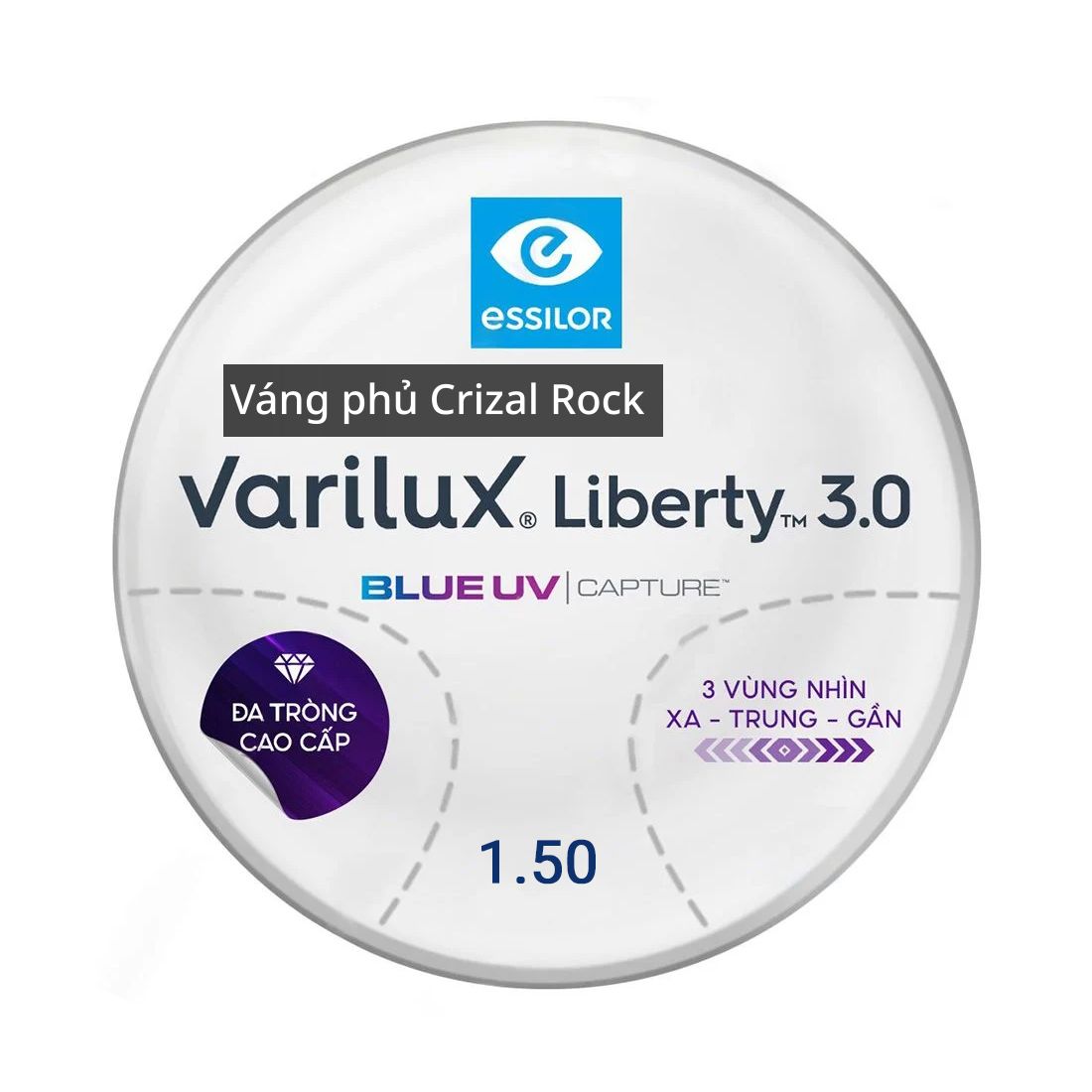 Tròng đánh Essilor Varilux Liberty 3.0 đặt Lab nước ngoài váng phủ Crizal Rock