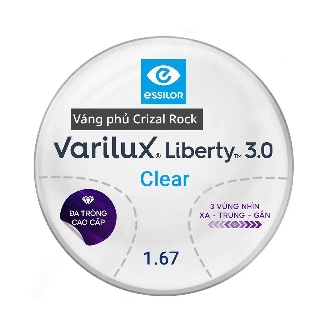 Tròng đánh Essilor Varilux Liberty 3.0 đặt Lab nước ngoài váng phủ Crizal Rock