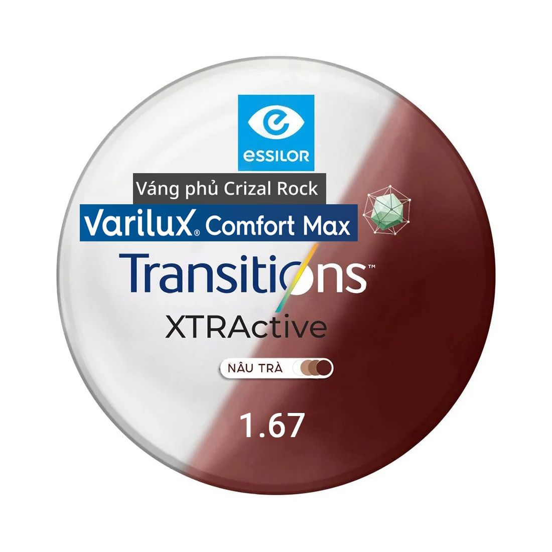 Tròng Đánh Essilor Varilux Comfort Max Váng Phủ Crizal Rock (Đặt Lab Nước Ngoài)
