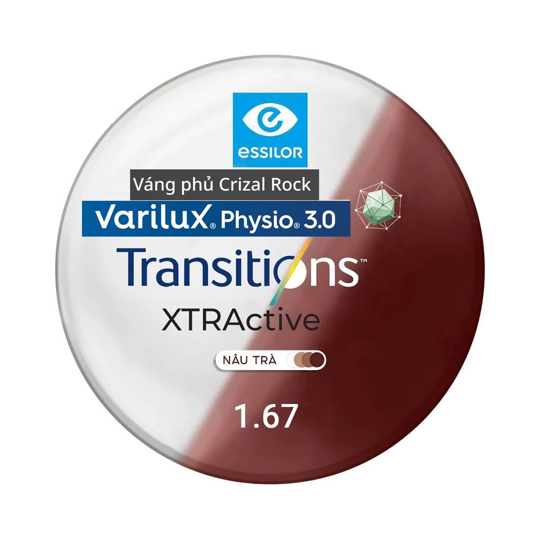 Tròng đánh Essilor Varilux Physio 3.0 đặt Lab nước ngoài váng phủ Crizal Rock