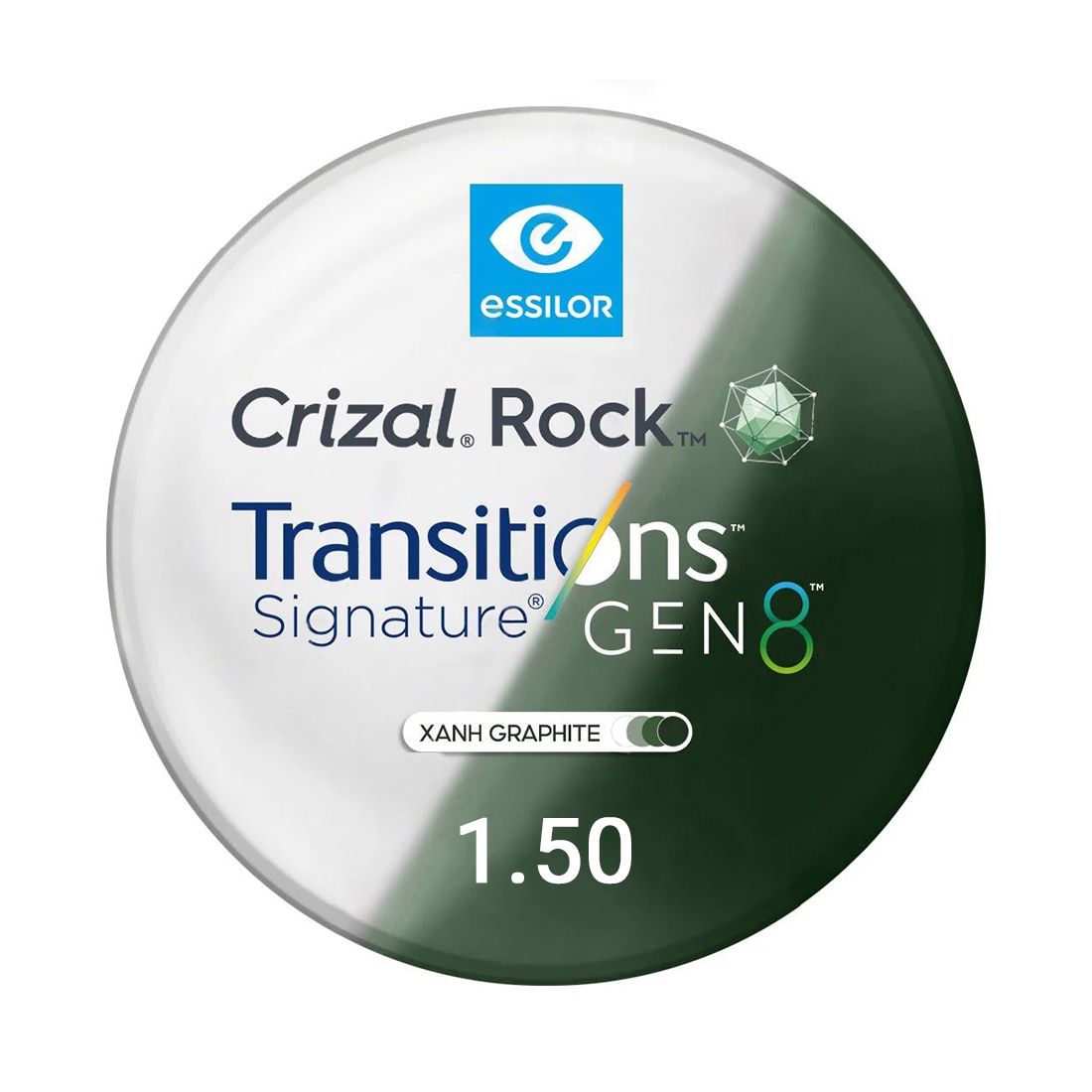 Tròng Đơn Essilor đánh váng Crizal Rock - Đủ Chiết Suất & Công Nghệ