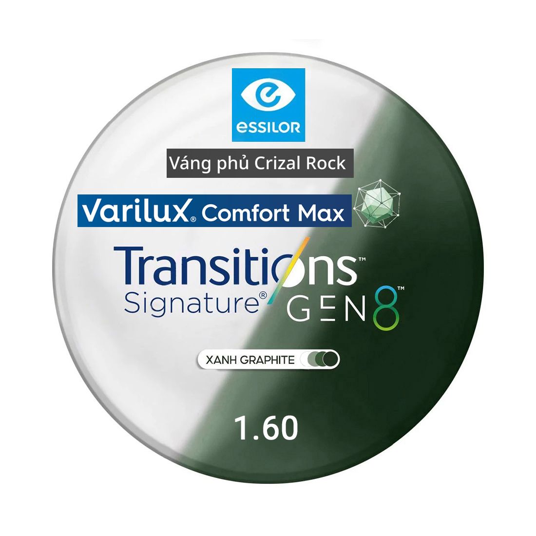 Tròng Đánh Essilor Varilux Comfort Max Váng Phủ Crizal Rock (Đặt Lab Nước Ngoài)