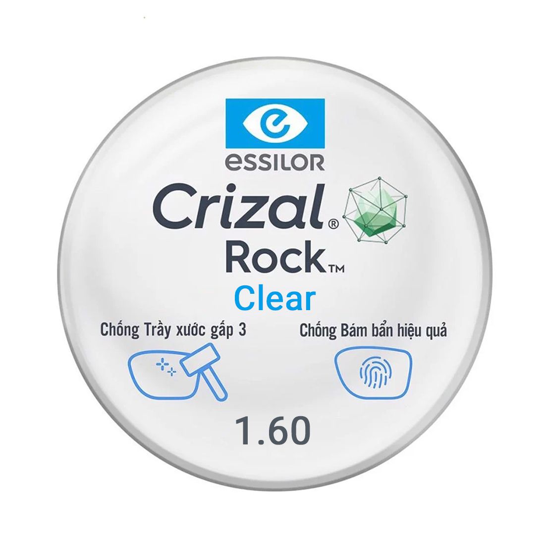 Tròng Đơn Essilor đánh váng Crizal Rock - Đủ Chiết Suất & Công Nghệ