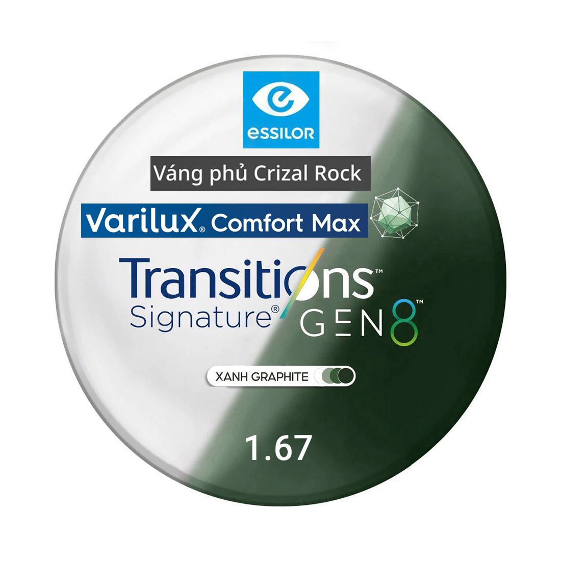 Tròng Đánh Essilor Varilux Comfort Max Váng Phủ Crizal Rock (Đặt Lab Nước Ngoài)