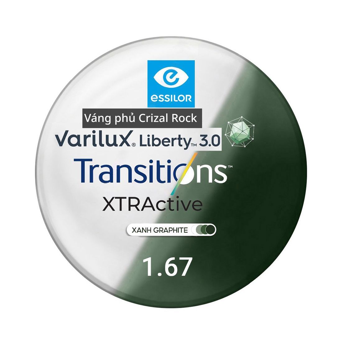 Tròng đánh Essilor Varilux Liberty 3.0 đặt Lab nước ngoài váng phủ Crizal Rock