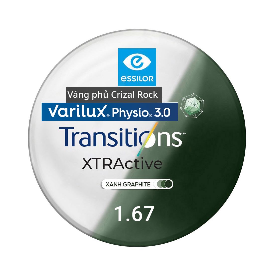 Tròng đánh Essilor Varilux Physio 3.0 đặt Lab nước ngoài váng phủ Crizal Rock