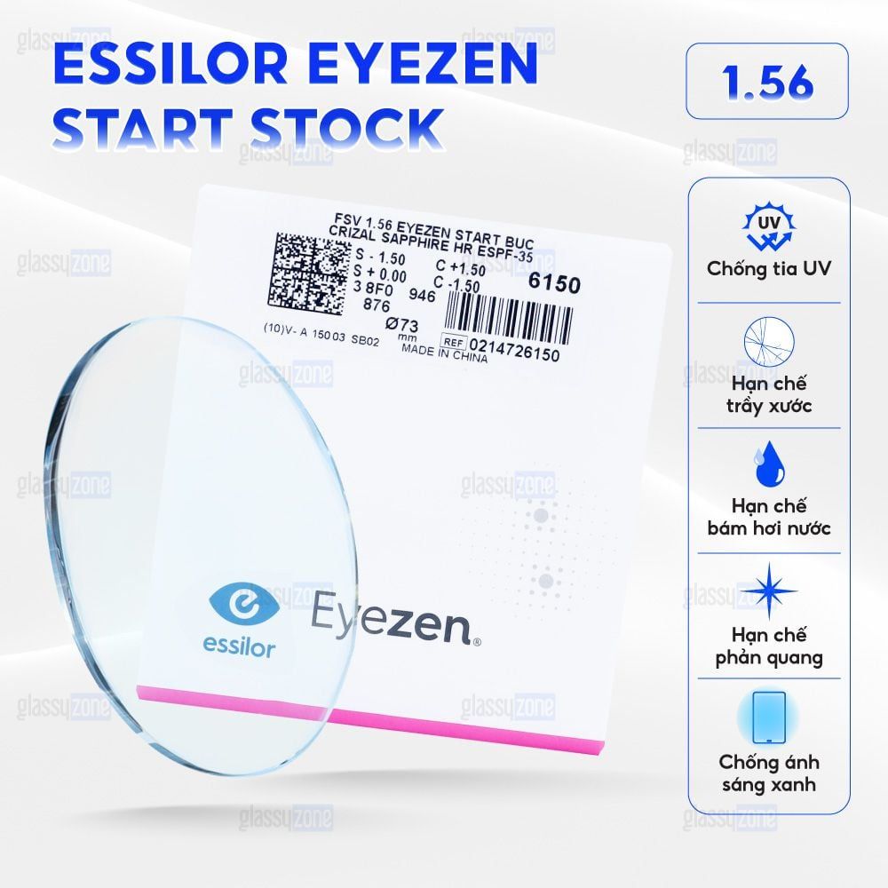 Tròng kính Essilor Eyezen Start Stock giảm mỏi mắt và cung cấp tầm nhìn rõ nét