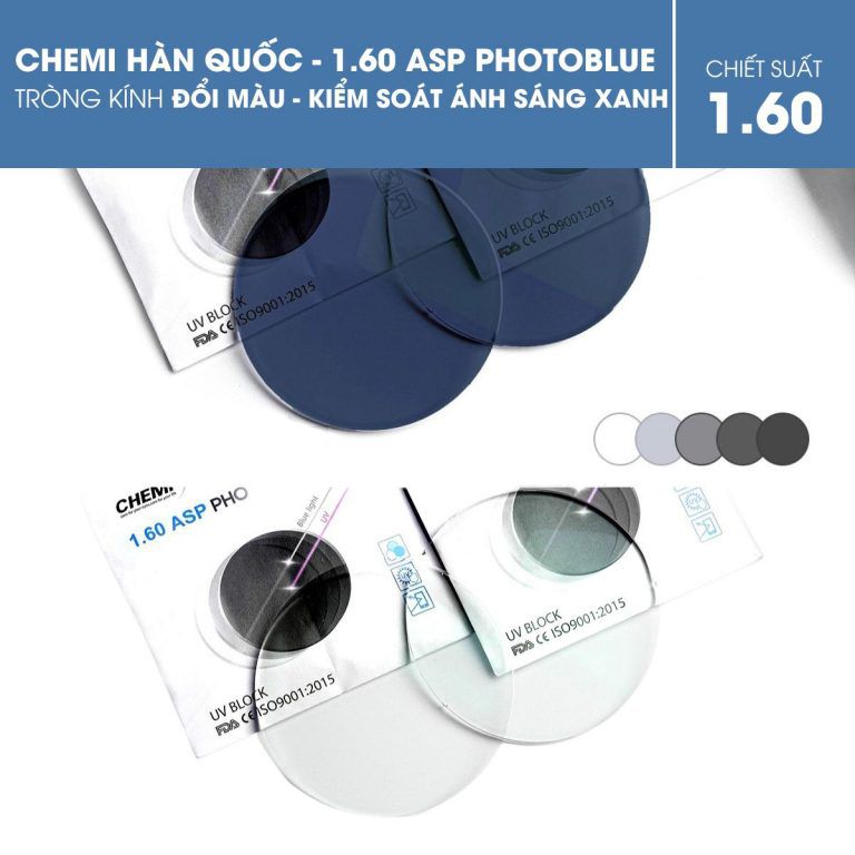 Tròng Kính Chemi ASP PhotoBlue - Đổi Màu Kiểm Soát Ánh Sáng Xanh | Liên Sơn