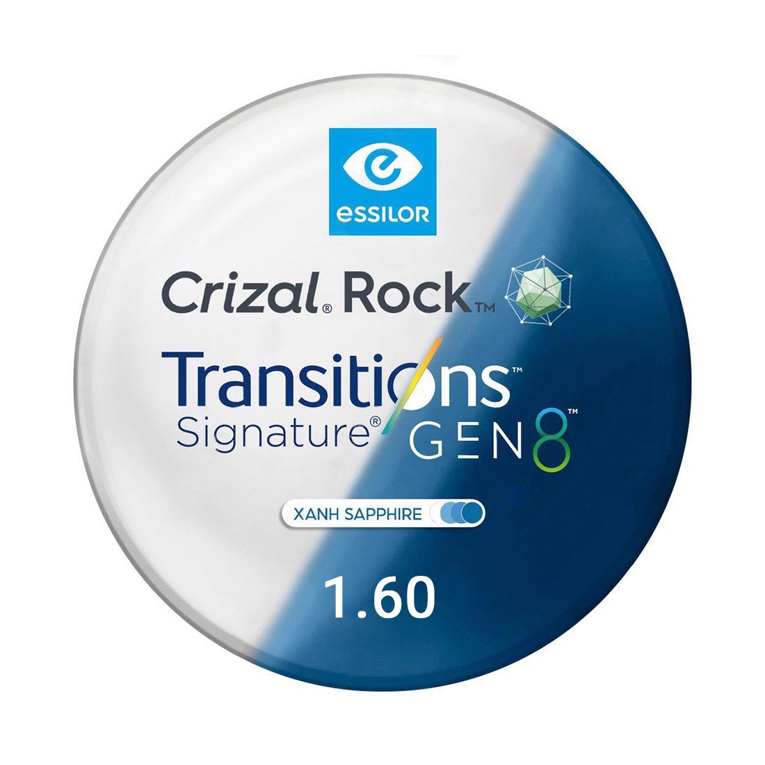 Tròng Đơn Essilor đánh váng Crizal Rock - Đủ Chiết Suất & Công Nghệ