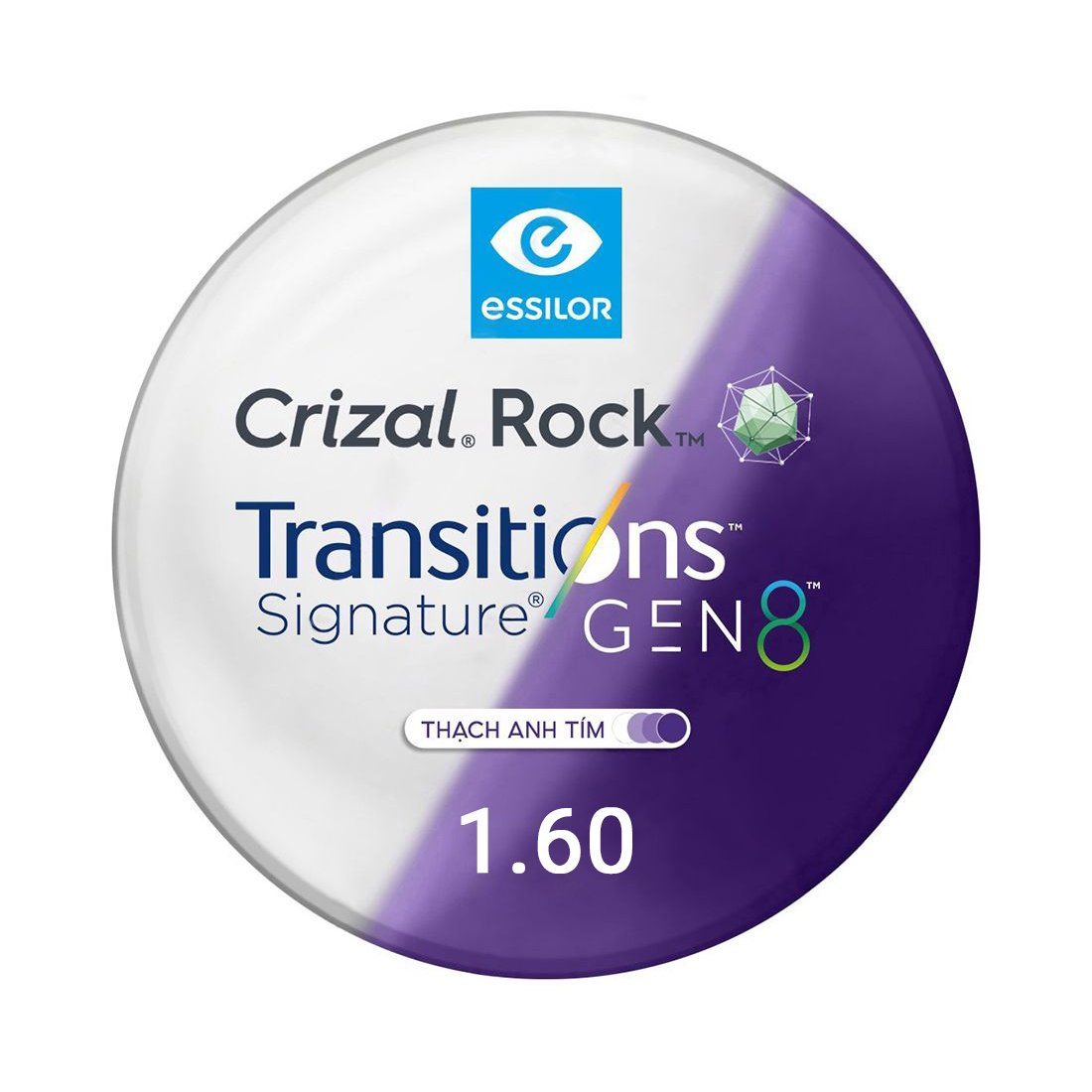 Tròng Đơn Essilor đánh váng Crizal Rock - Đủ Chiết Suất & Công Nghệ