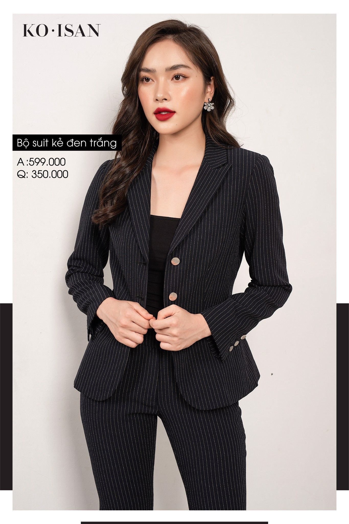 Bộ vest kẻ đen trắng