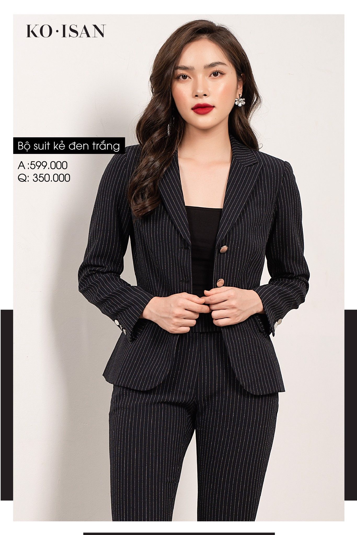 Bộ vest kẻ đen trắng