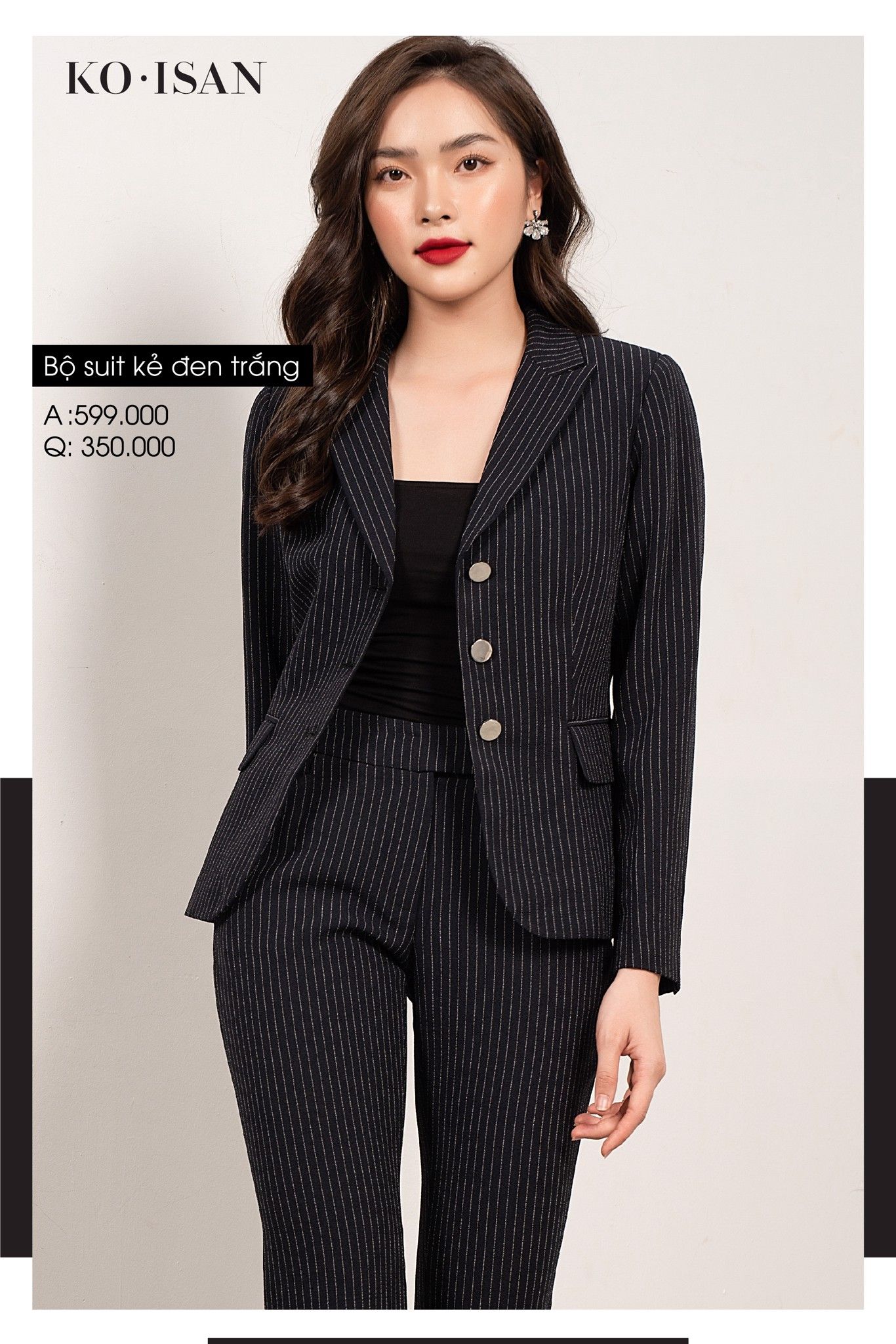 Bộ vest kẻ đen trắng