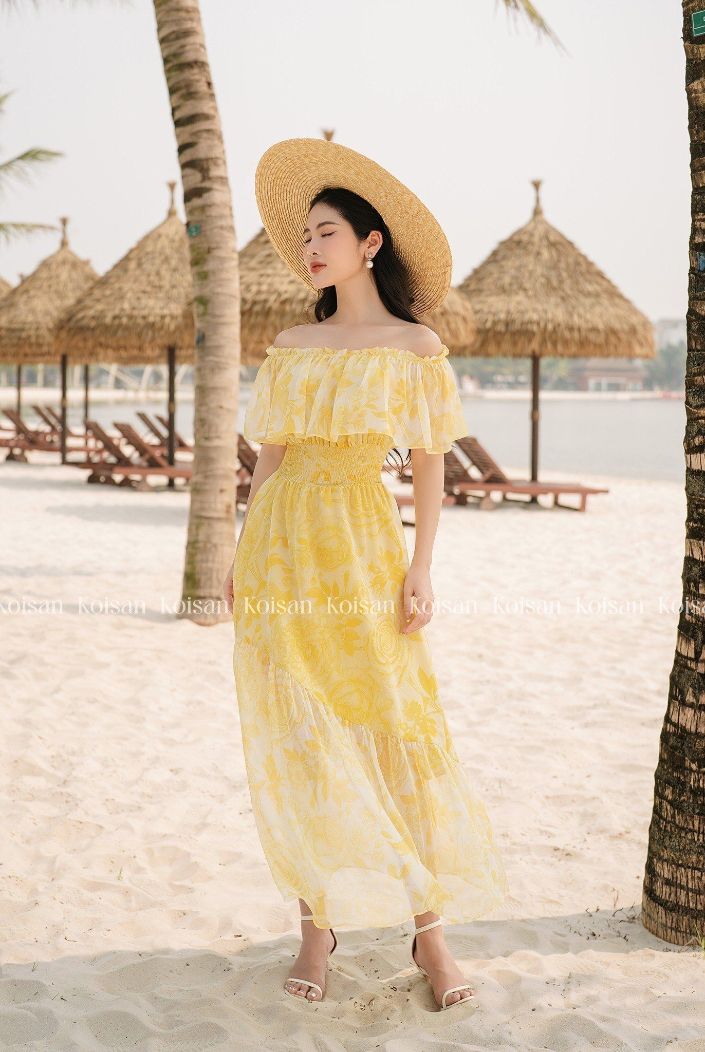 Đầm maxi đi biển trễ vai S2382008