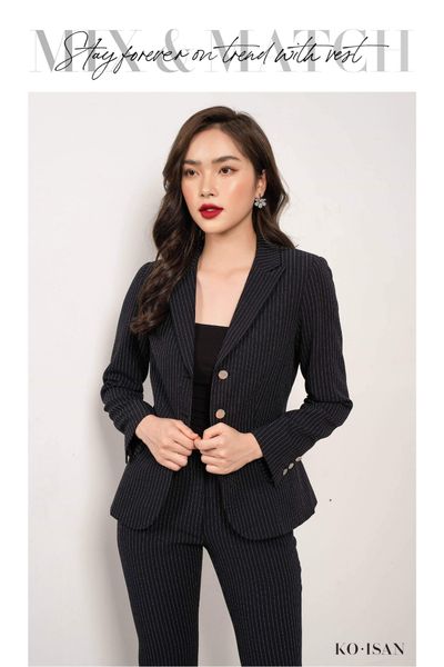  Áo vest đen kẻ sọc 34Vest3a 