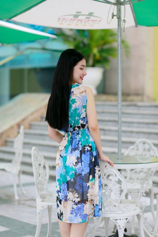 ĐẦM XÒE HỌA TIẾT XANH