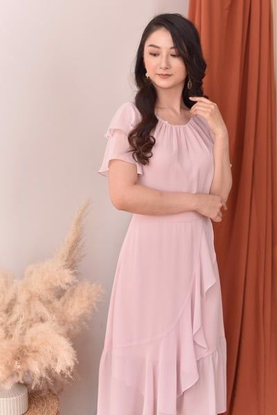 Đầm chiffon vạt chéo tay bồng 30581-1