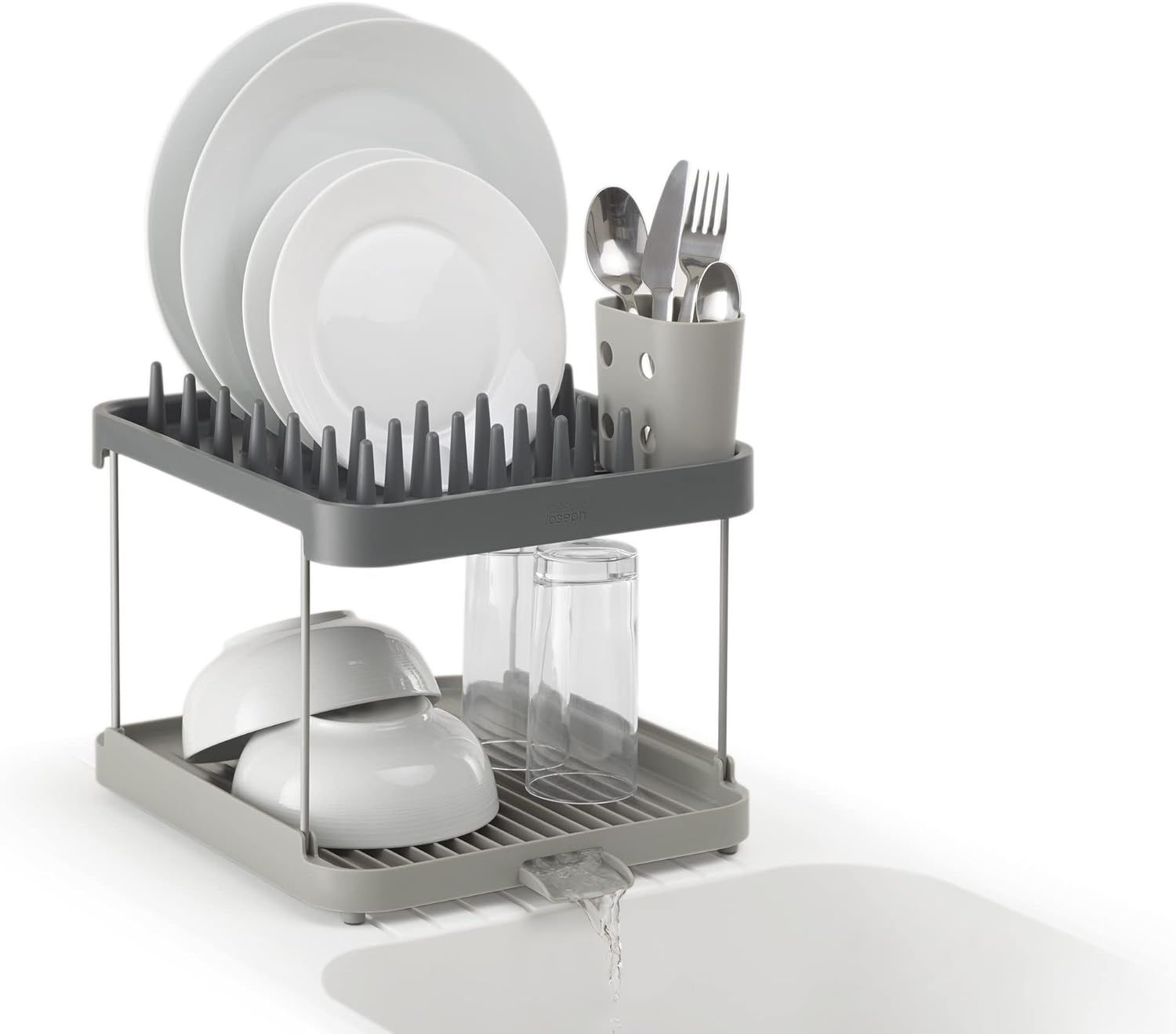 gia up bat dia 2 tang joseph joseph duo 2 tier dish rack 851660 grey