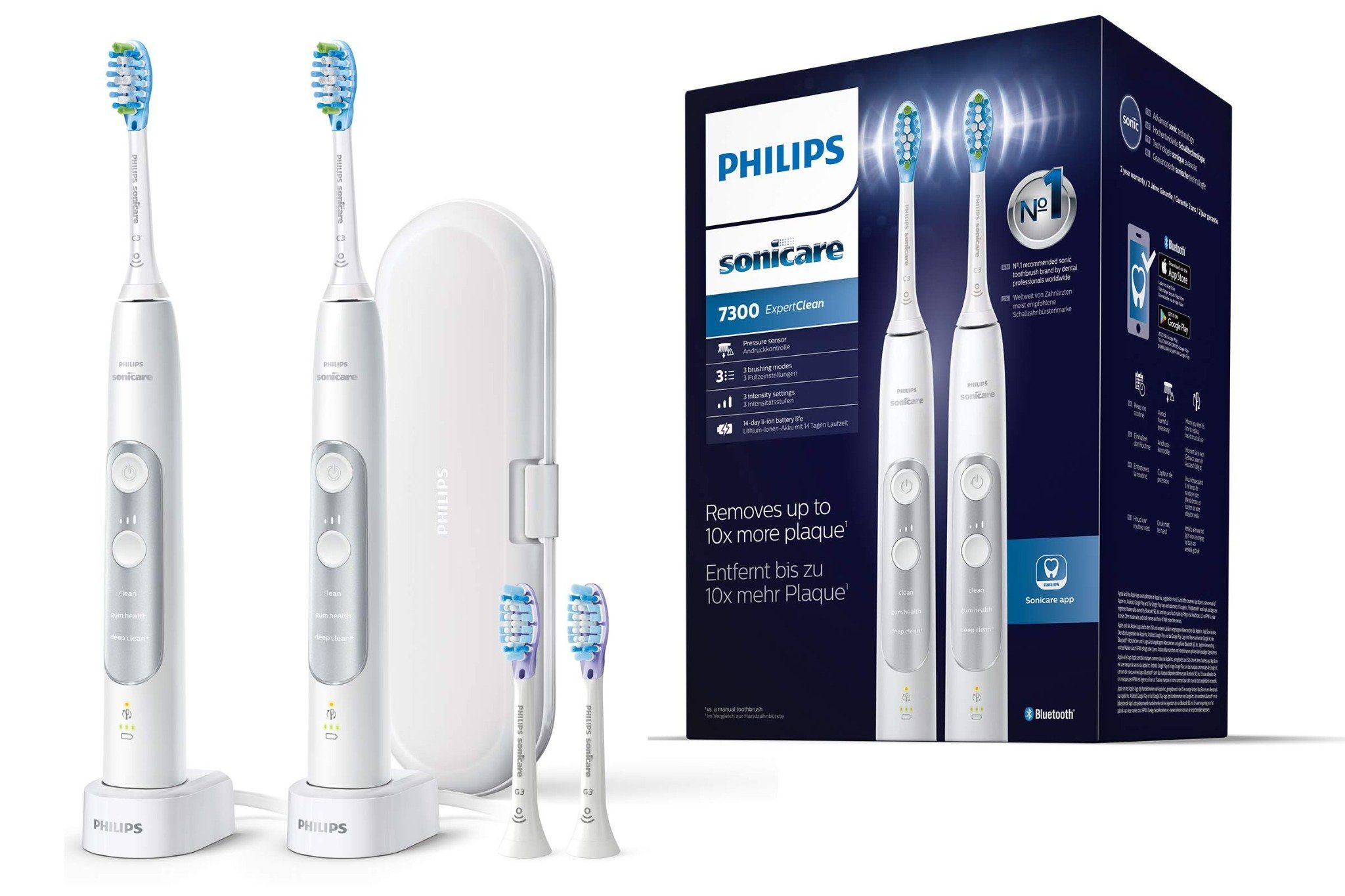 set ban chai dien philips hx9611 19 sonicare expertclean 7300 mau trang kem 1 hop du lich