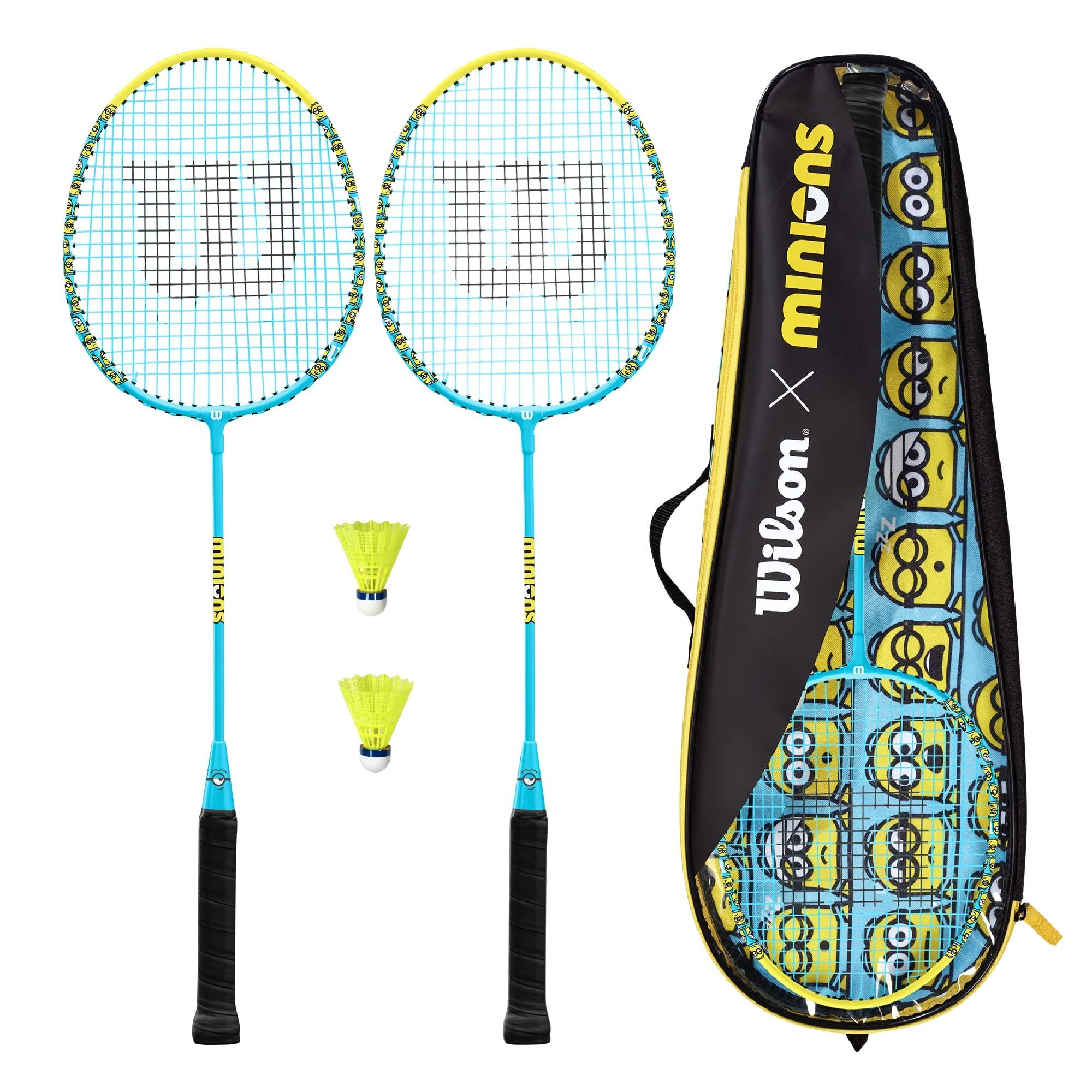 bo vot cau long wilson unisex adult minions badminton black yellow 2 gom 2 vot 2 qua cau va 1 tui da dung