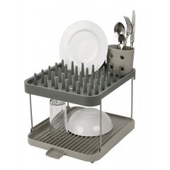 gia up bat dia 2 tang joseph joseph 85150 duo 2 tier dish rack grey